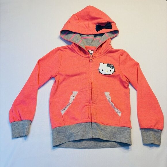 Hello Kitty Sanrio Hoodie Girl Size 4T Full Zip Pink Two Sided Vintage Y2K - Picture 1 of 12
